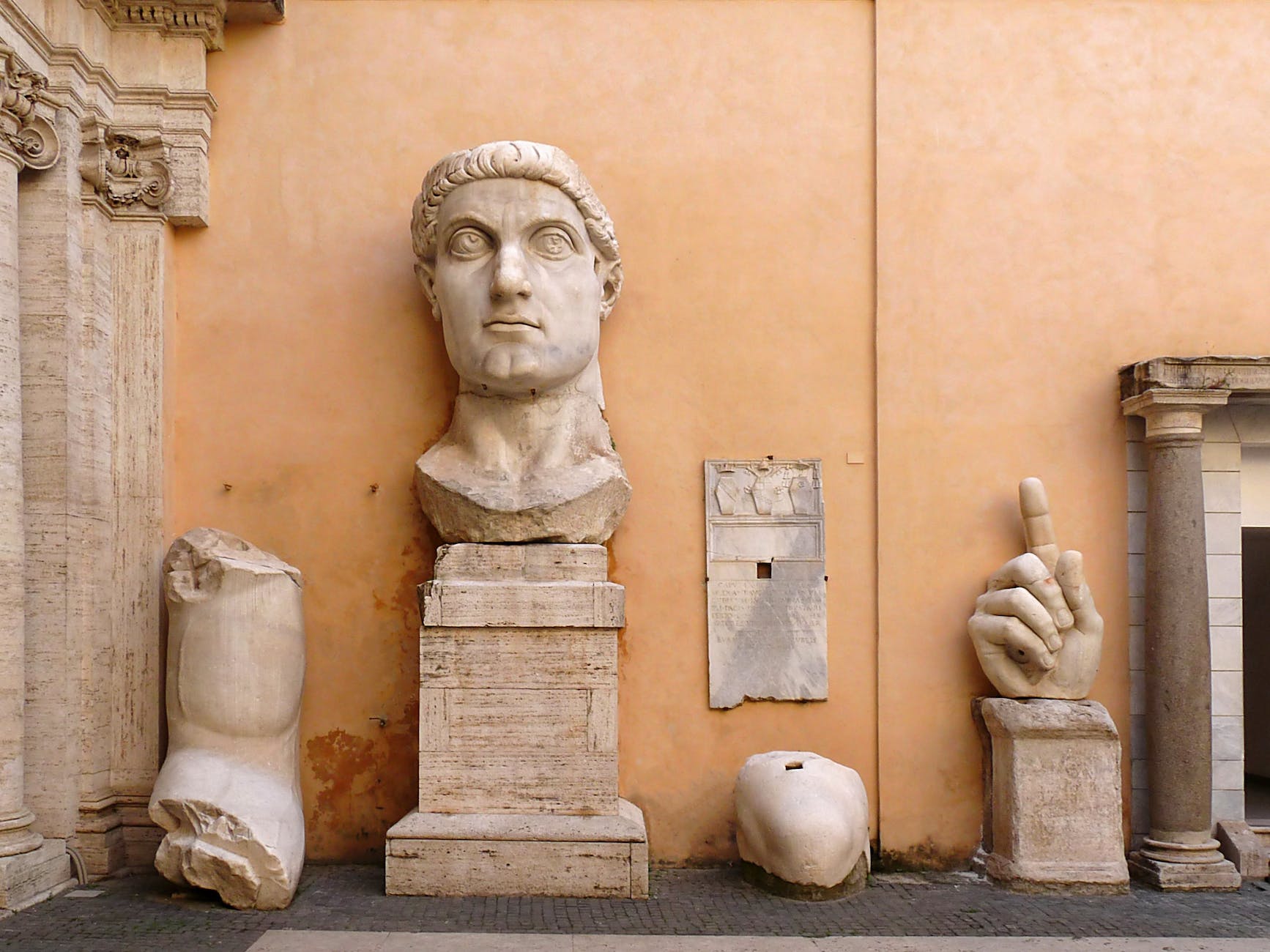 ancient sculptures in a museum